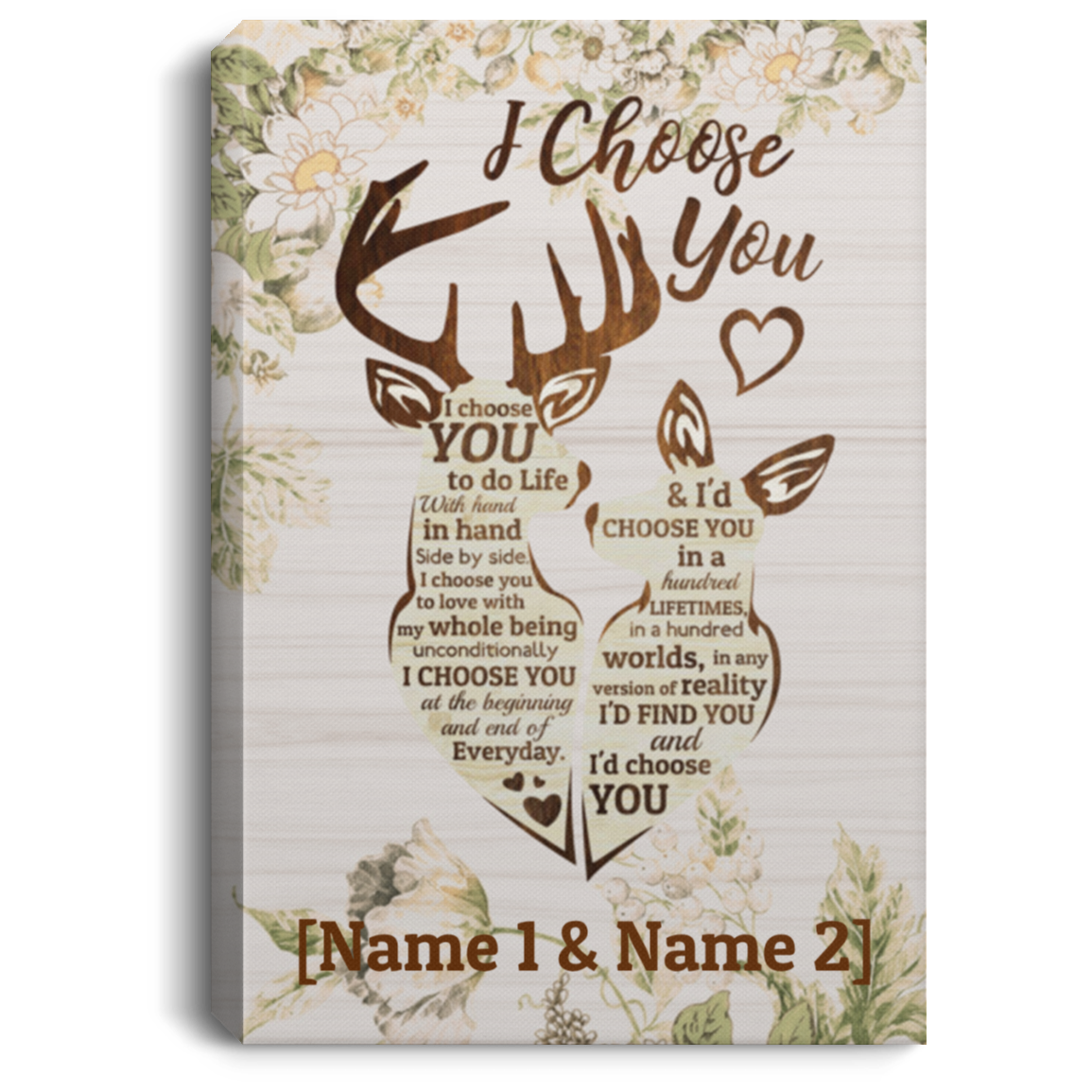 Personalized Deer I Choose You To Do Life With Hand In Hand Side By Side Framed Canvas - Unframed Poster, White, 0.75'' Framed Canvas Personalized Deer I Choose You To Do Life With Hand In Hand Side By Side Framed Canvas - Unframed Poster, White, 0.75'' Framed Canvas
