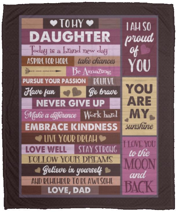 Dad To My Daughter Today Is A Brand, White, Cozy Plush Fleece Blanket - 50x60 Dad To My Daughter Today Is A Brand, White, Cozy Plush Fleece Blanket - 50x60
