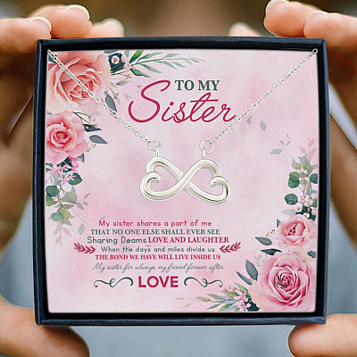 Alternative view of To My Sister Shares A Part Of Me My Sister For Always My Friend Forever After Infinity Heart Pendant Necklace