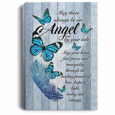 May There Always Be an Angel by Your Side Framed Canvas - Peace and Tranquility Unframed Poster, White, 0.75'' Framed Canvas