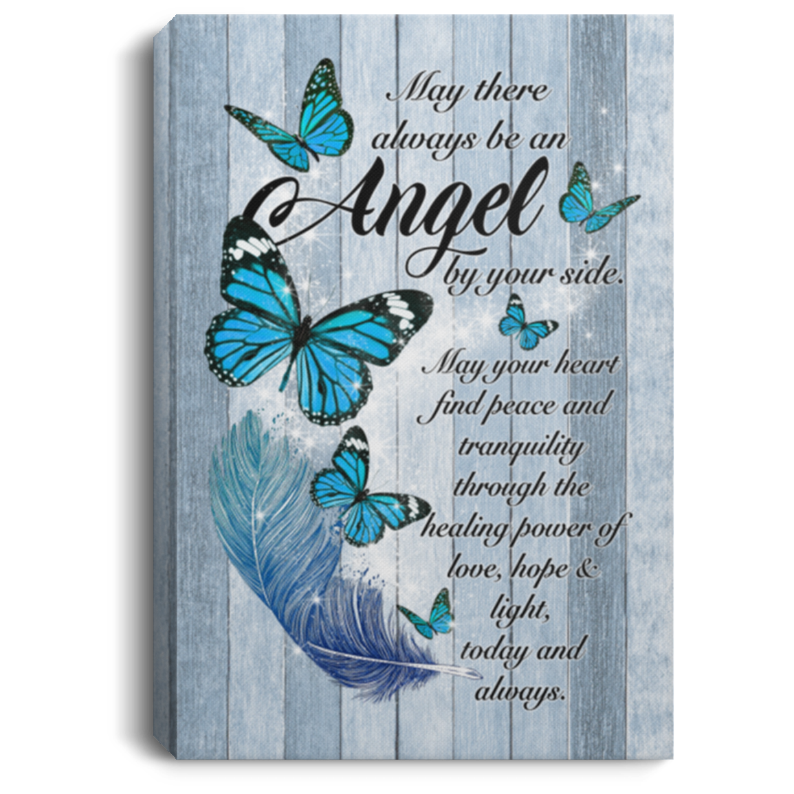 May There Always Be an Angel by Your Side Framed Canvas - Peace and Tranquility Unframed Poster, White, 0.75'' Framed Canvas