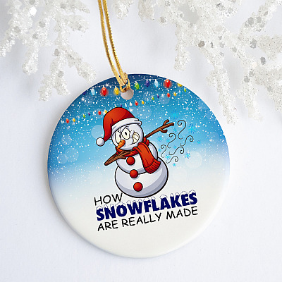 Cute Snowman Farting How Snowflake Are Really Made 2020 Flat Holiday Circle Ornament Keepsake