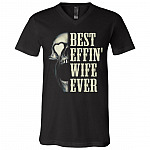 Best Effin' Wife Ever Skull T-Shirt, Black, V-Neck T-Shirt
