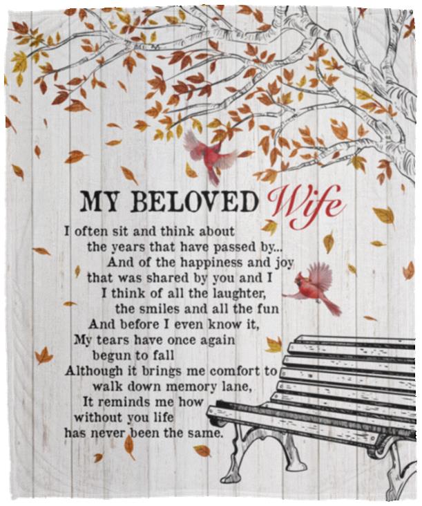 My Beloved Wife Fleece Mink Blanket, White, Cozy Plush Fleece Blanket - 50x60