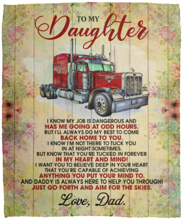 Trucker Dad Mink Blanket Daughter, White, Cozy Plush Fleece Blanket - 50x60 Trucker Dad Mink Blanket Daughter, White, Cozy Plush Fleece Blanket - 50x60