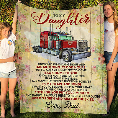 Alternative view of Trucker Dad Mink Blanket Daughter - I Know My Job Is Dangerous And Has Me Going At Odd Hours Woven Blanket