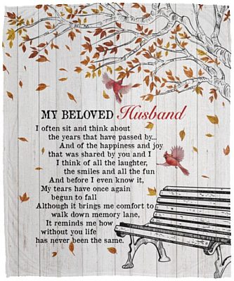 My Beloved Husband Fleece Mink Blanket, White, Cozy Plush Fleece Blanket - 50x60