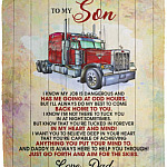 Trucker Dad Mink Blanket For Son, White, Cozy Plush Fleece Blanket - 50x60