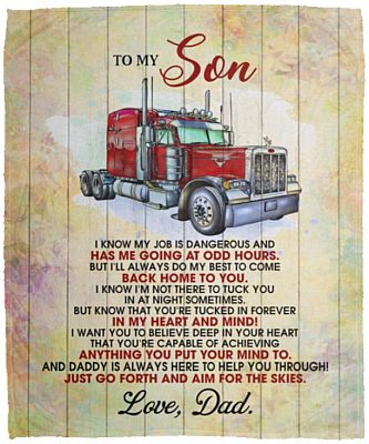 Trucker Dad Mink Blanket For Son, White, Cozy Plush Fleece Blanket - 50x60