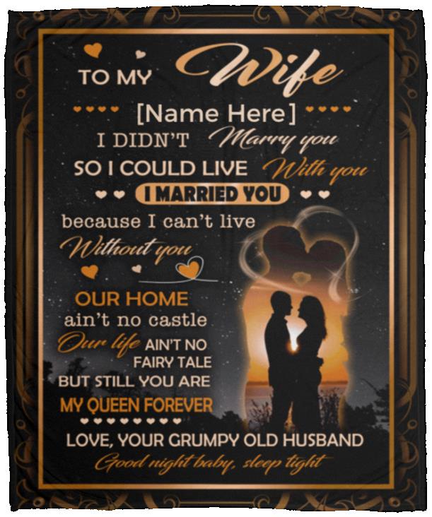 Personalized Grumpy Husband To My Wife, White, Cozy Plush Fleece Blanket - 50x60 Personalized Grumpy Husband To My Wife, White, Cozy Plush Fleece Blanket - 50x60