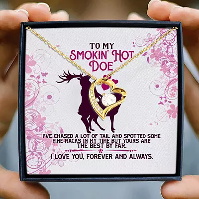 To My Smokin' Hot Doe Tail To My Future Wife My Fiance My Girlfriend Deer Forever Love Pendant Necklace
