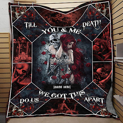 Alternative view of Personalized Couple Skull Blanket - You and Me We Got This Till Death Do Us Apart Fleece Blanket Mink Blanket