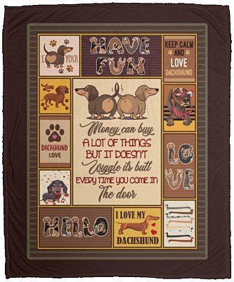 Dachshund Blanket, White, Cozy Plush Fleece Blanket - 50x60