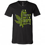 Cannabis Im Not Perfect, Black, V-Neck T-Shirt