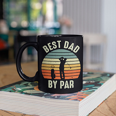 Alternative view of Best Dad By Par Vintage Sunset Golf Ceramic Coffee Mug - Beer Stein - Water Bottle - Color Changing Mug