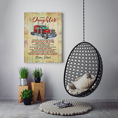 Alternative view of Trucker Dad Framed Canvas For Daughter - My Job Is Dangerous And Has Me Going At Odd Hours Unframed Poster