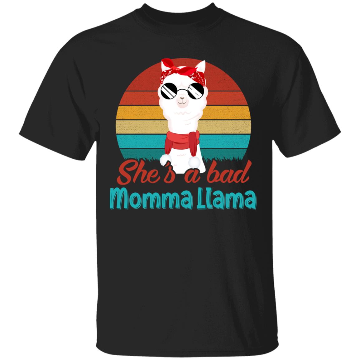She's a Bad Momma Llama Retro Vintage T-Shirt - Funny Llama Vintage Mom Gifts Shirt for Women, Black, Unisex T-Shirt
