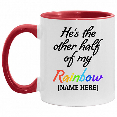 Personalized Lgbt Gift - He's Accent Mug, White/Red, 11 oz. Accent Mug