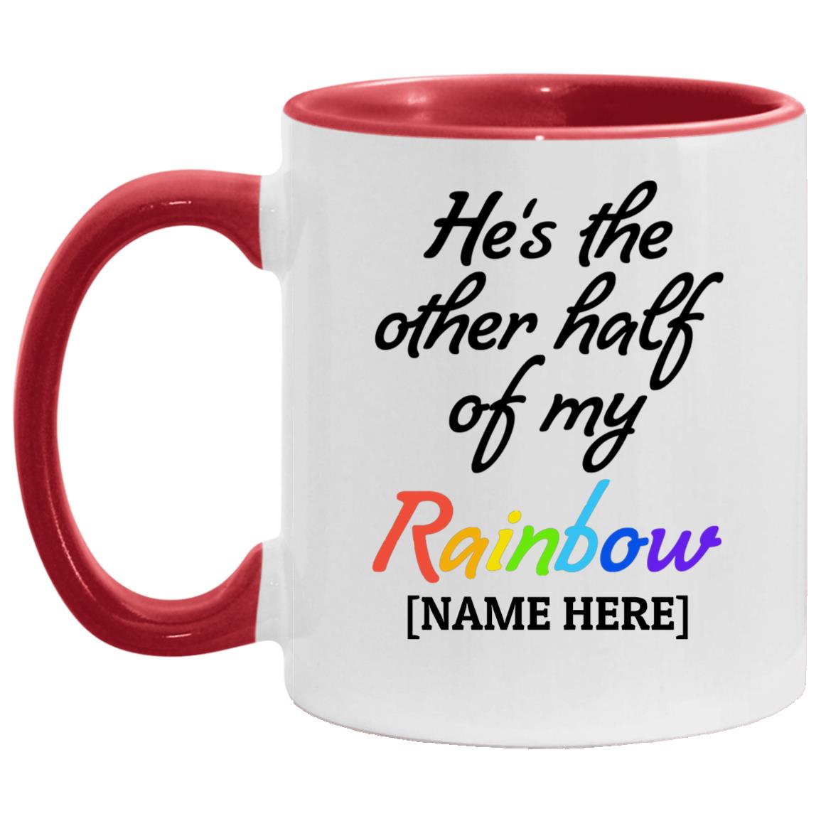Personalized Lgbt Gift - He's Accent Mug, White/Red, 11 oz. Accent Mug
