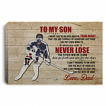 From Dad To My Son Hockey Player Life Saying Framed Canvas Unframed Poster - Proud Dad Son Hockey Wall Art, White, 0.75'' Framed Canvas