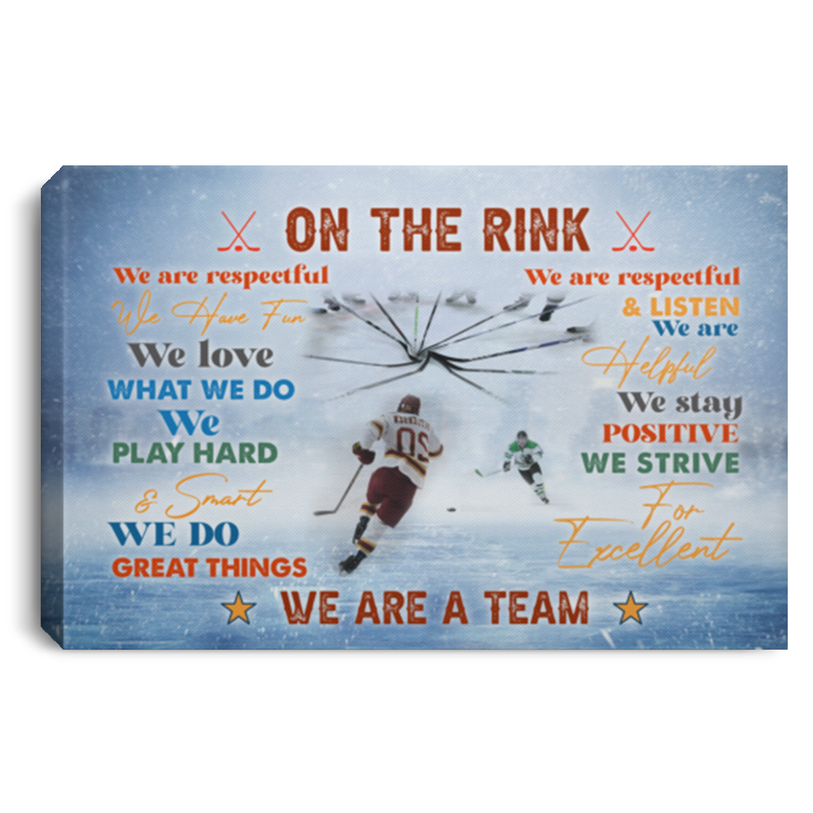 On The Rink Ice Hockey Players We Are A Team Framed Canvas Unframed Poster - Proud Hockey Team Decor Wall Art, White, 0.75'' Framed Canvas