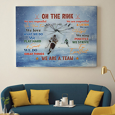Alternative view of On The Rink Ice Hockey Players We Are A Team Framed Canvas Unframed Poster - Proud Hockey Team Decor Wall Art