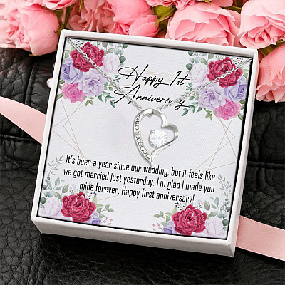 Alternative view of Happy First Anniversary I Love You Forever and Always Romantic Gift Forever Love Pendant Necklace