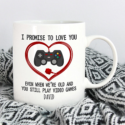 Alternative view of Personalized I Promise To Love You Even When Old And You Till Play Video Games Mug - Funny Custom Video Game Mug