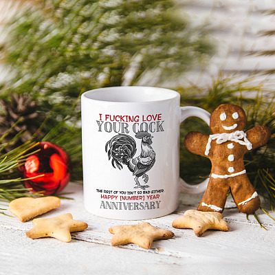 Alternative view of Personalized I Love Your Cock Anniversary Dirty Valentine Gift for Him Ceramic Coffee Mug - Water Bottle