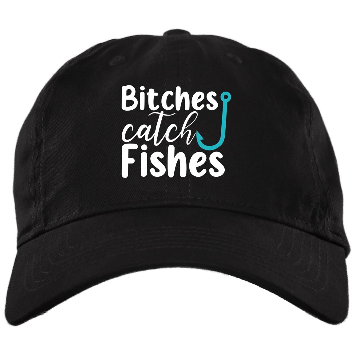 Bitches Catch Fishes Twill Cap, Black, Brushed Twill Dad Cap