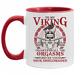 To My Viking Thanks For Accent Mug, White/Red, 11 oz. Accent Mug