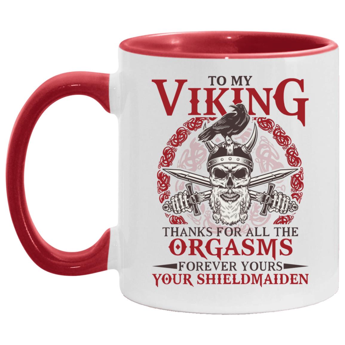 To My Viking Thanks For Accent Mug, White/Red, 11 oz. Accent Mug
