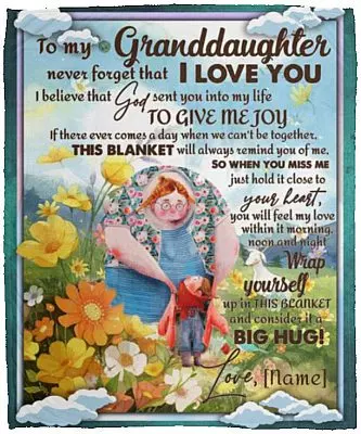 Personalized to My Granddaughter Blanket, White, Cozy Plush Fleece Blanket - 50x60