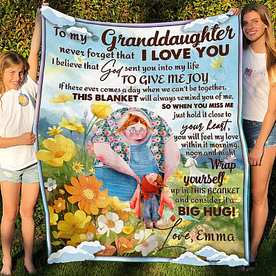 Alternative view of Personalized to My Granddaughter You Give Me Joy Fleece Blanket - Sherpa Blanket - Woven Blanket