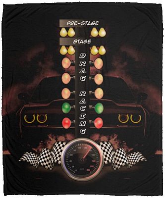 Drag Racing Fleece Blanket - Drag Racing Blanket, White, Cozy Plush Fleece Blanket - 50x60