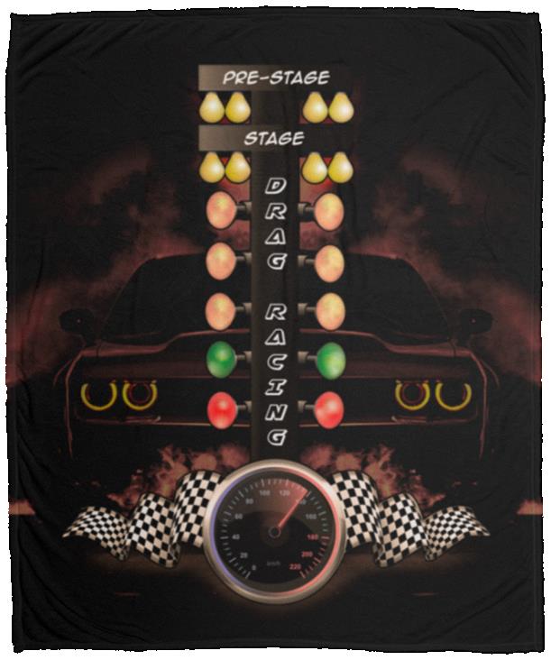 Drag Racing Fleece Blanket - Drag Racing Blanket, White, Cozy Plush Fleece Blanket - 50x60 Drag Racing Fleece Blanket - Drag Racing Blanket, White, Cozy Plush Fleece Blanket - 50x60