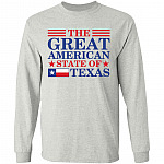 The Great American State of Texas - Hoodie, Ash, Long Sleeve