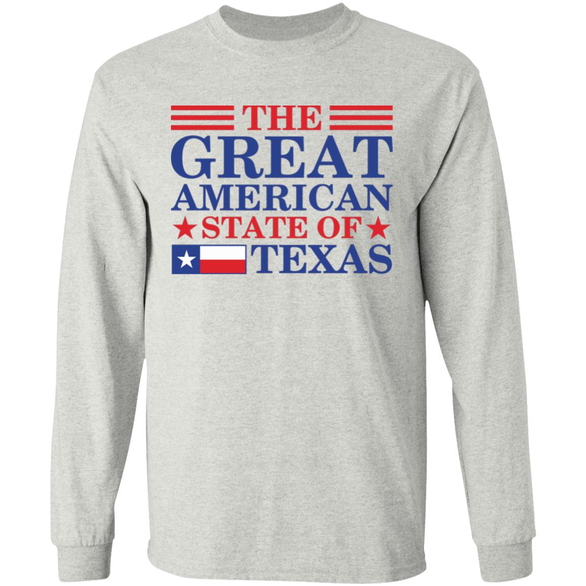The Great American State of Texas - Hoodie, Ash, Long Sleeve