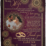 Personalized Photo Husband to My Wife Blanket, White, Cozy Plush Fleece Blanket - 50x60