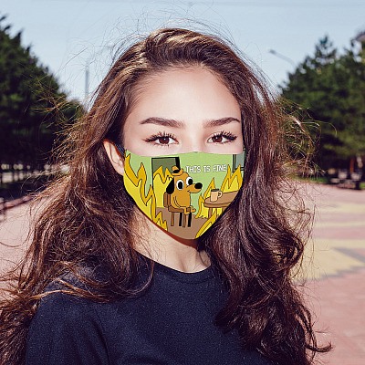 Alternative view of This Is Fine Dog Washable Reusable Custom - Printed Cloth Face Mask Cover