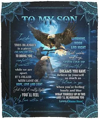 Personalized to My Son Believe in Blanket, White, Cozy Plush Fleece Blanket - 50x60