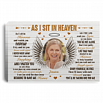 Custom Photo as I Sit in Heaven Angel Wings Memorial Sympathy Gift Framed Canvas Prints - Unframed Poster, White, 0.75'' Framed Canvas