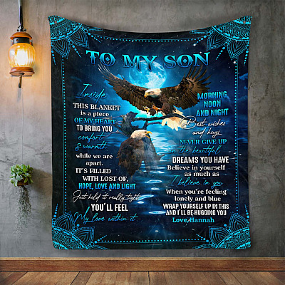 Alternative view of Personalized to My Son Believe in Yourself Fleece Blanket - Premium Sherpa Blanket - Woven Blanket