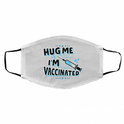 Vaccinated Mask, White, Cloth Face Cover – Medium/Large
