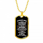 Veteran's Creed I Am A Veteran Dog Tag Pendant Necklace - Military Dog Tags - United States Army Dog Tags - Dog Tag (Gold Plated)