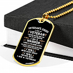 Veteran's Creed I Am A Veteran Dog Tag Pendant Necklace - Military Dog Tags - United States Army Dog Tags - Dog Tag (Gold Plated)