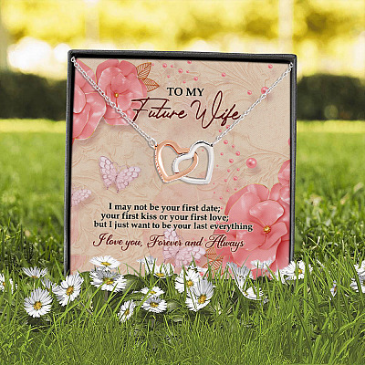 Alternative view of To My Future Wife Joined Interlocking Hearts Pendant Necklace - Future Wife Heart Necklace With Message Card