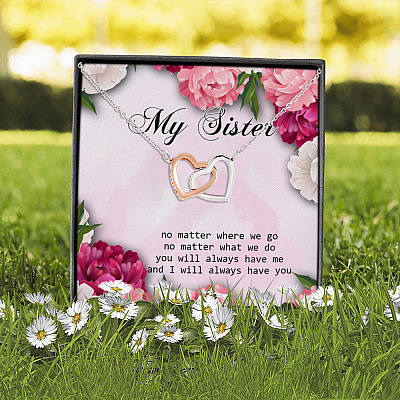 Alternative view of Always Have You Sister Interlocking Hearts Pendant Necklace - Birthday Jewelry For Sisters - Sister Gift