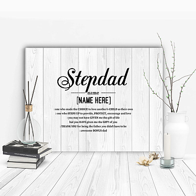 Alternative view of Personalized Stepdad Definition One Who Made the Choice to Love Another's Child Framed Canvas-Unframed Poster