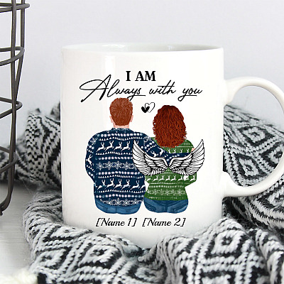 Alternative view of Personalized I Am Always with You Wife Has Wings Coffee Mug - Beer Stein - Water Bottle - Color Changing Mug